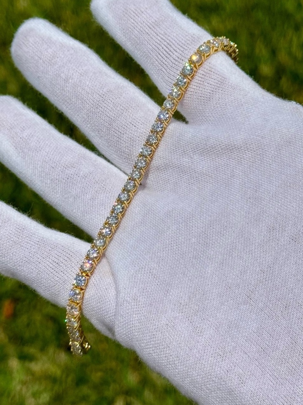 18K Gold Plated, 11.7CTW Moissanite Tennis Bracelet - 8”